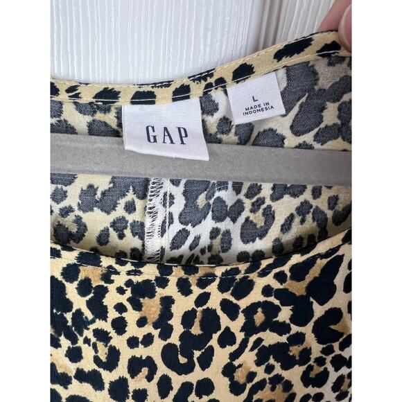 Gap Womens Large Leopard Career Top Carrer Blouse Animal Print Classic - Picture 2 of 9